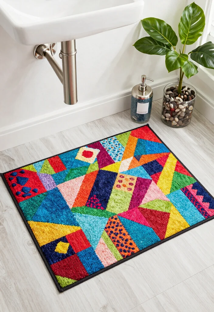 10 Bathroom Rug Ideas That Instantly Make the Space Cozy 2. Recycled Plastic Rugs 0