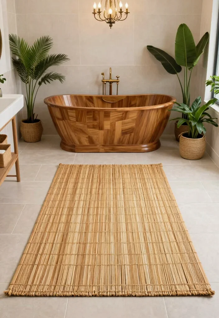 10 Bathroom Rug Ideas That Instantly Make the Space Cozy 4. Bamboo and Seagrass Area Rugs 0