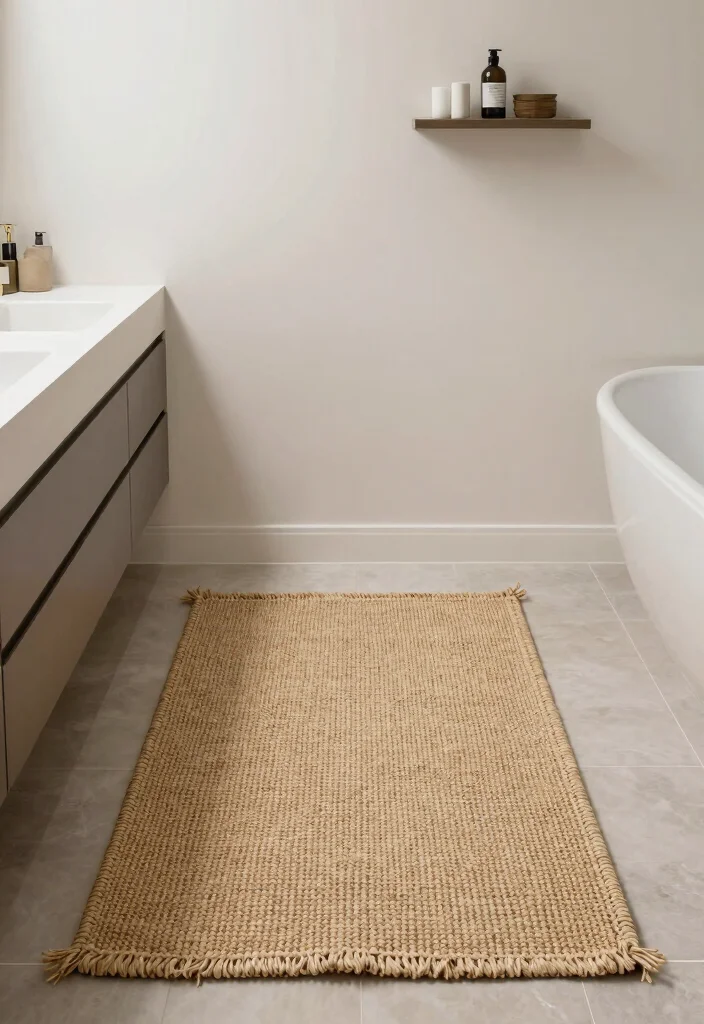 10 Bathroom Rug Ideas That Instantly Make the Space Cozy 8. Textured Woven Rugs 0
