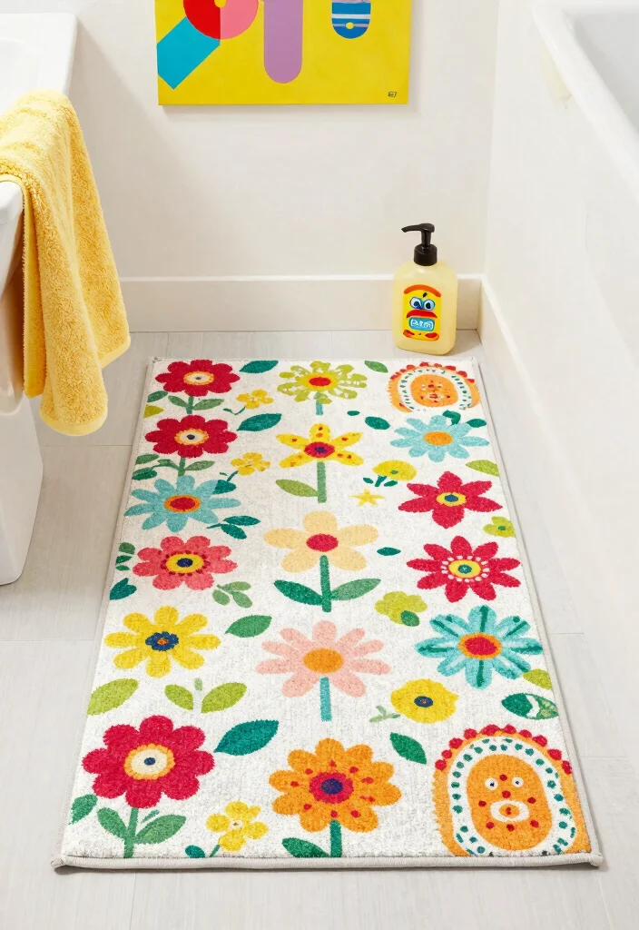 10 Bathroom Rug Ideas That Instantly Make the Space Cozy 9. Printed Linen Bath Rugs 0