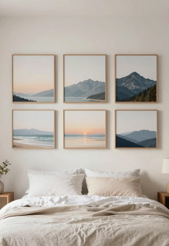 10 Bedroom Wall Poster Ideas That Feel Personal Not Messy 8. Dreamy Landscape Prints 0