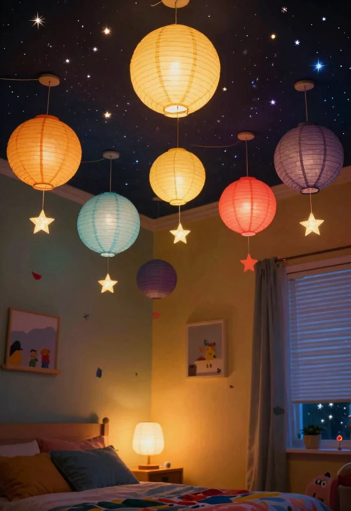 10 Boy Girl Shared Bedroom Ideas That Actually Work 5. Fun Ceiling Decor 0