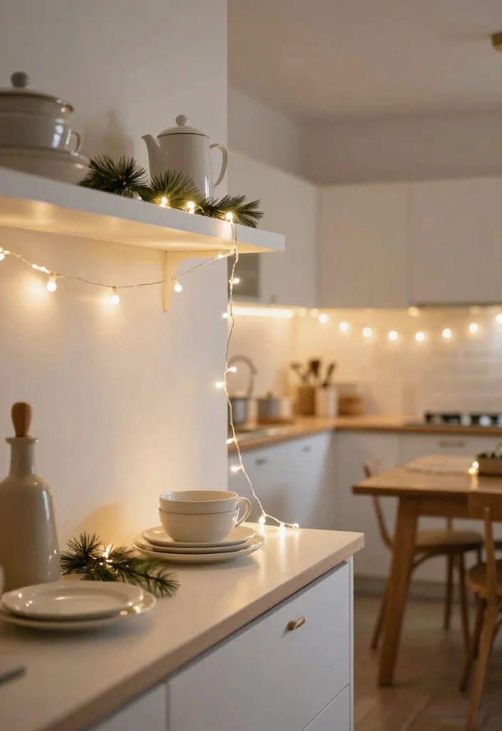 10 Christmas Kitchen Decor Ideas That Feel Cozy Not Cluttered 4. Minimalist String Lights 0