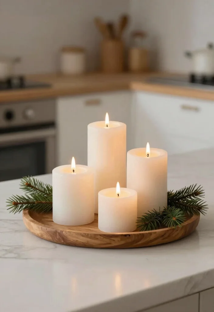 10 Christmas Kitchen Decor Ideas That Feel Cozy Not Cluttered 9. Simplistic Candle Arrangements 0