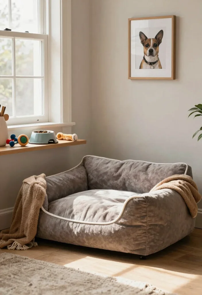 10 Empty Living Room Corner Ideas That Look Intentional 10. Set Up a Cozy Pet Corner 0