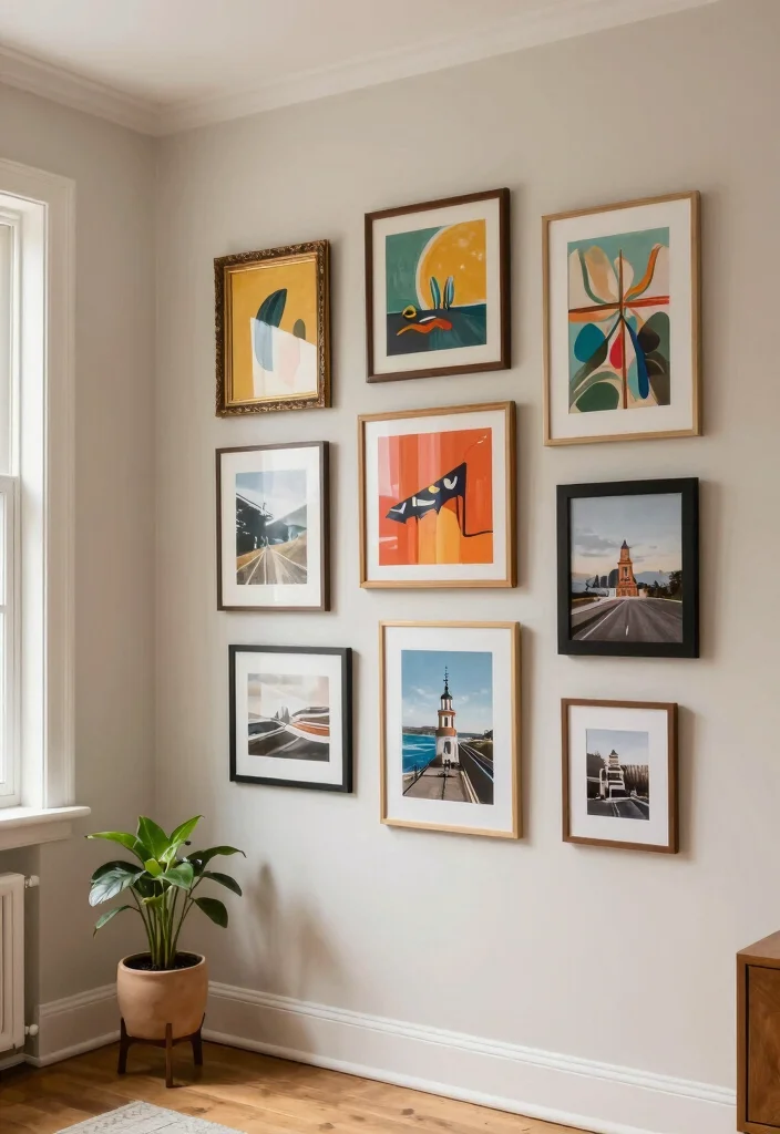 10 Empty Living Room Corner Ideas That Look Intentional 2. Showcase Art with a Gallery Wall 0