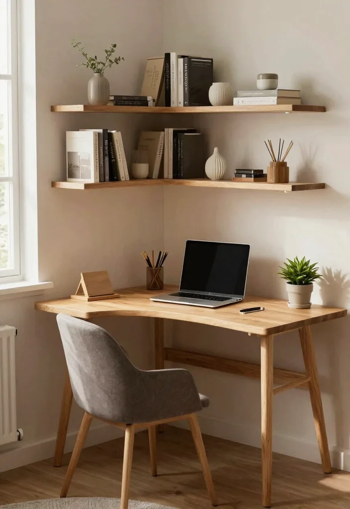 10 Empty Living Room Corner Ideas That Look Intentional 5. Use a Corner Desk 0