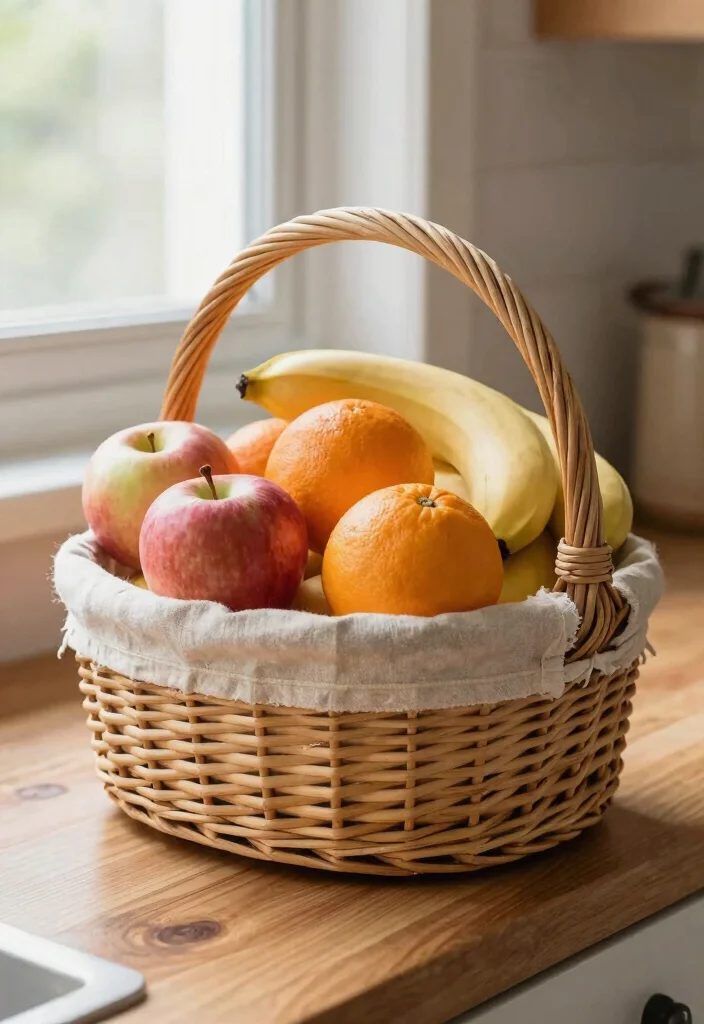 10 Fruit Basket Ideas for Kitchen Counters That Look Styled 12 10 Fruit Basket Ideas for Kitchen Counters That Look Styled 2. Rustic Wicker Basket 0