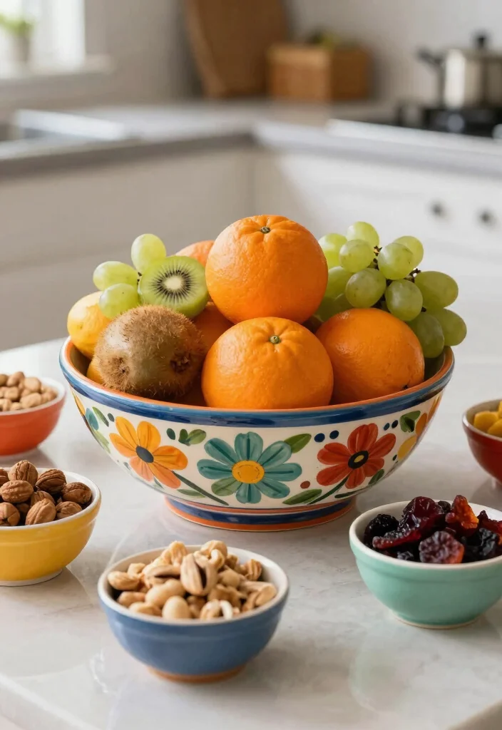10 Fruit Basket Ideas for Kitchen Counters That Look Styled 23 10 Fruit Basket Ideas for Kitchen Counters That Look Styled 3. Colorful Ceramic Bowl 0