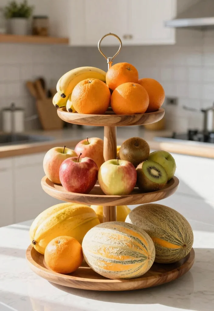 10 Fruit Basket Ideas for Kitchen Counters That Look Styled 34 10 Fruit Basket Ideas for Kitchen Counters That Look Styled 4. Tiered Fruit Stand 0