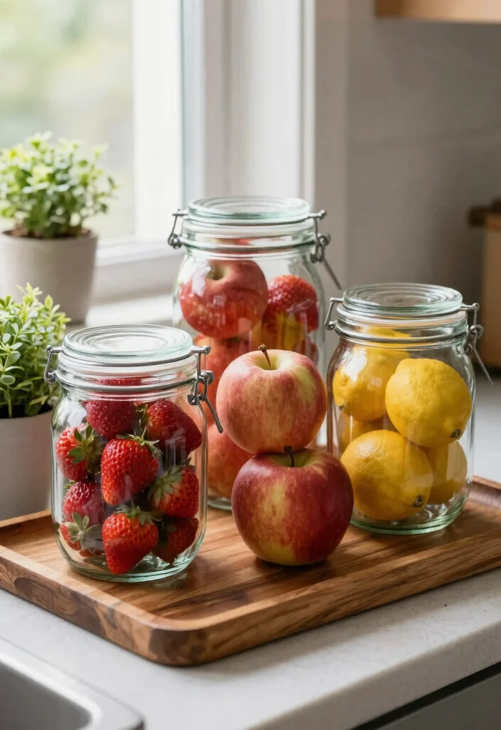10 Fruit Basket Ideas for Kitchen Counters That Look Styled 47 10 Fruit Basket Ideas for Kitchen Counters That Look Styled 7. Fruit filled Glass Jar 0