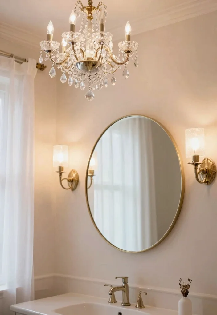 10 Girly Bathroom Ideas That Are Soft Stylish and Grown 4. Elegant Lighting Fixtures 0