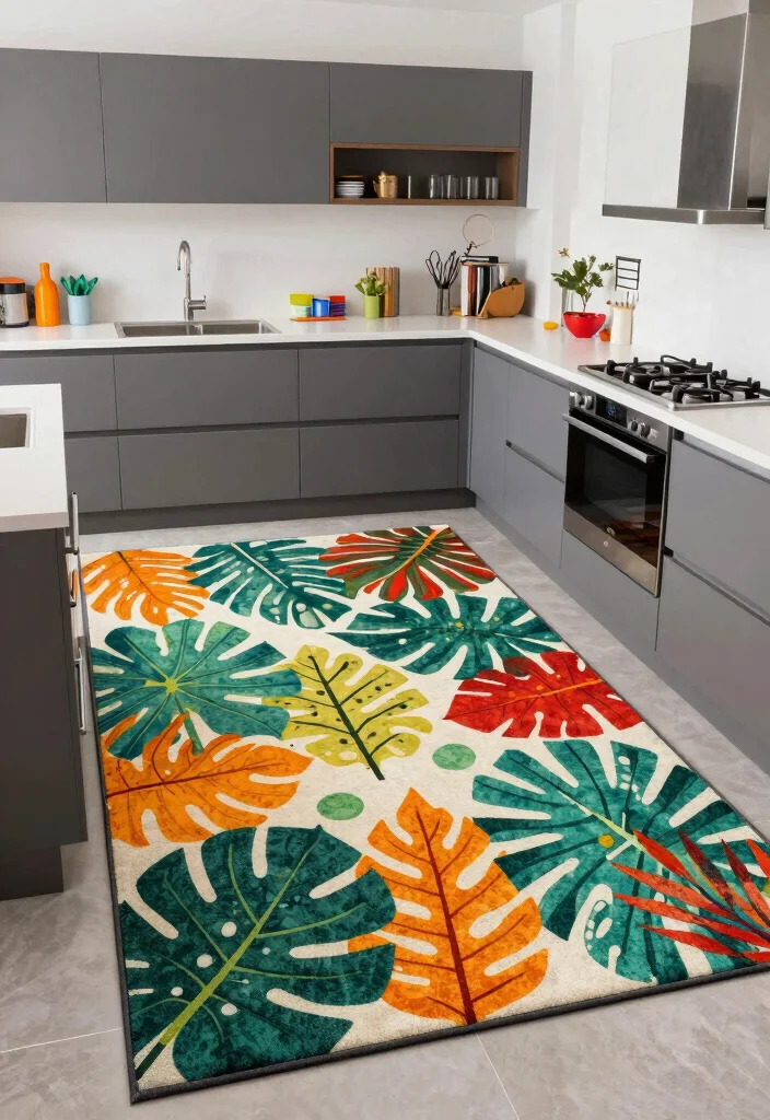 10 Kitchen Rug Ideas That Add Warmth and Color 10. Statement Rugs 0