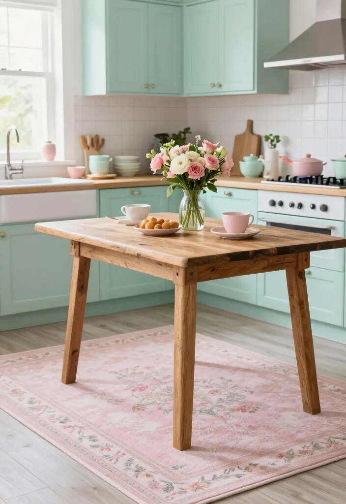 10 Kitchen Rug Ideas That Add Warmth and Color 2. Soft Pastels for a Cozy Touch 0