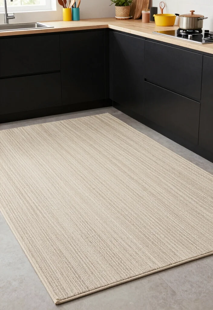 10 Kitchen Rug Ideas That Add Warmth and Color 7. Neutral Rugs with Textured Elements 0