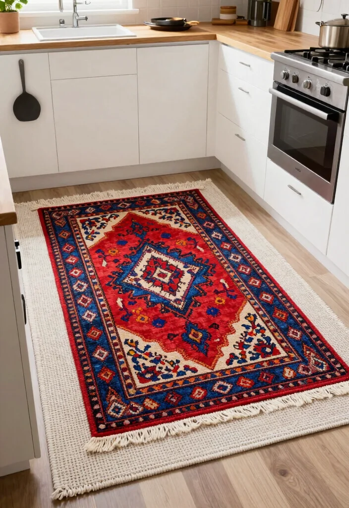 10 Kitchen Rug Ideas That Add Warmth and Color 9. Layering Rugs for Added Dimension 0