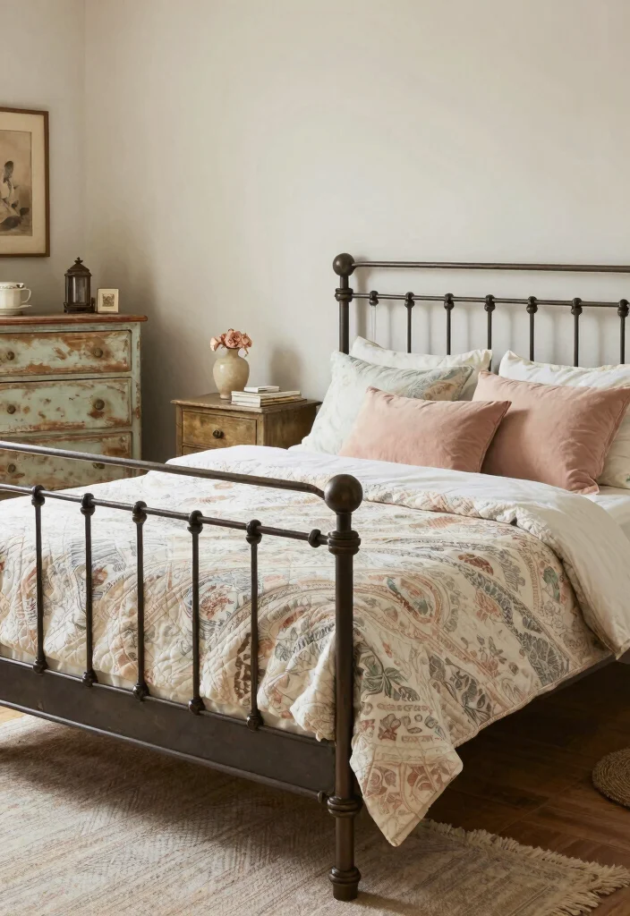 10 Metal Bed Frame Bedroom Ideas with a Modern Edge 4. Vintage Charm 0
