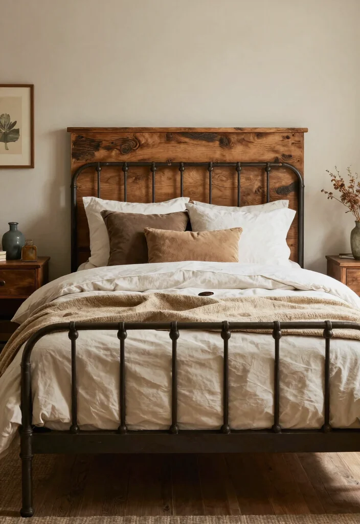 10 Metal Bed Frame Bedroom Ideas with a Modern Edge 8. Rustic Chic 0