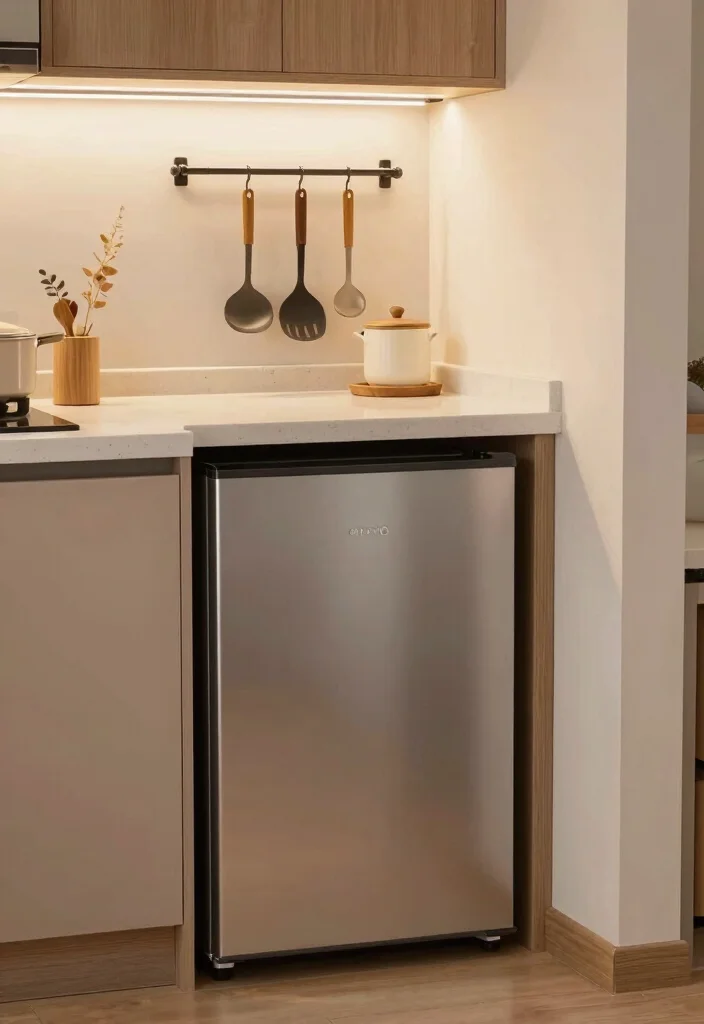 10 Mini Kitchen Ideas That Feel Surprisingly Functional 3. Under Counter Fridge Magic 0