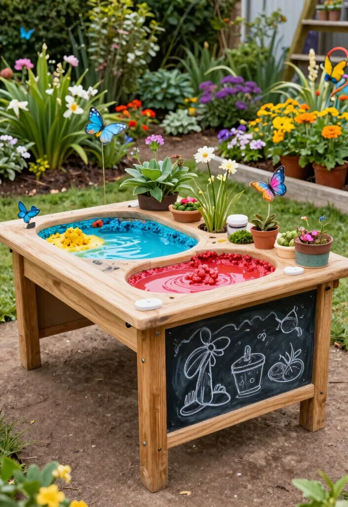 10 Mud Kitchen Ideas Kids Will Love 2. Garden Table Adventure Station 0