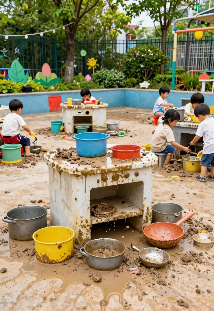 10 Mud Kitchen Ideas Kids Will Love 3. Old Kitchenware Fun Zone 0