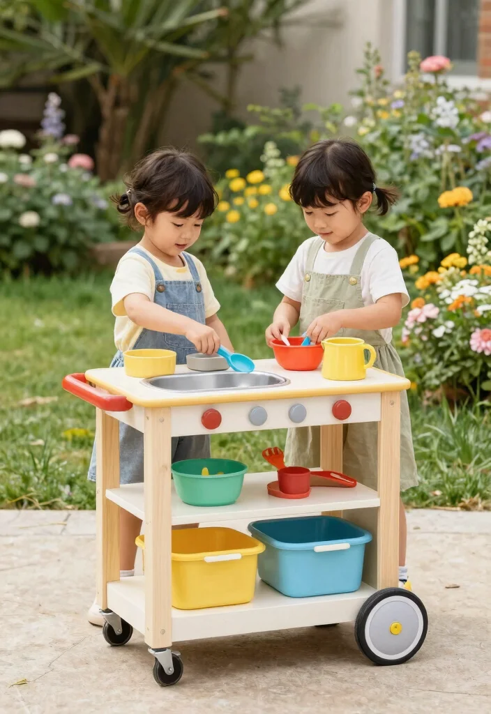 10 Mud Kitchen Ideas Kids Will Love 6. Mobile Mud Kitchen On Wheels 0