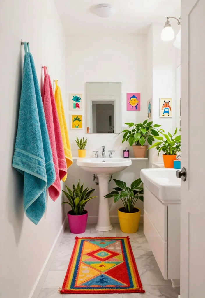 10 Narrow Bathroom Ideas That Visually Widen the Space 10. Introduce Colorful Accents 0