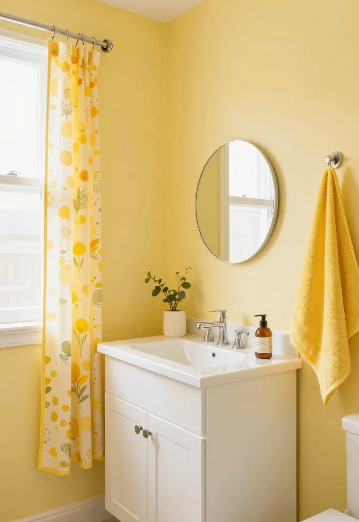 10 Small Bathroom Color Ideas That Open Up the Space 3. Sunny Yellow for Cheerful Vibes 0