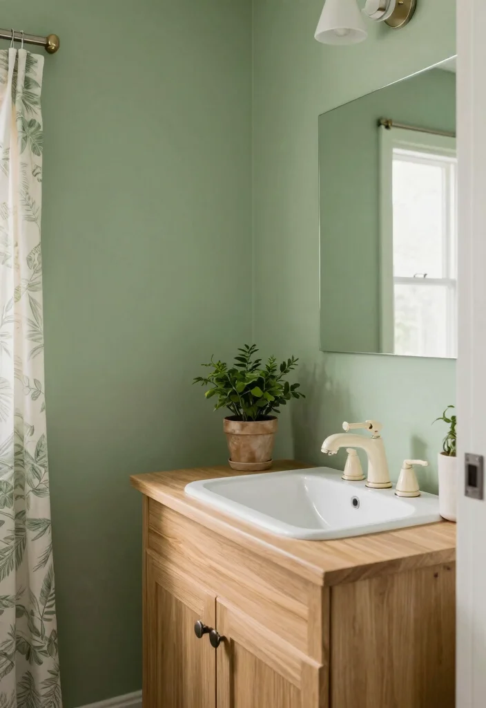 10 Small Bathroom Color Ideas That Open Up the Space 4. Earthy Greens for Warmth 0