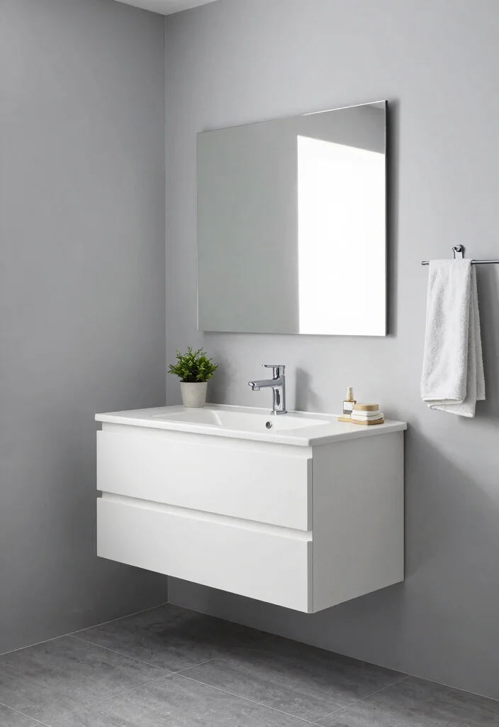 10 Small Bathroom Color Ideas That Open Up the Space 9. Cool Grays for a Modern Touch 0