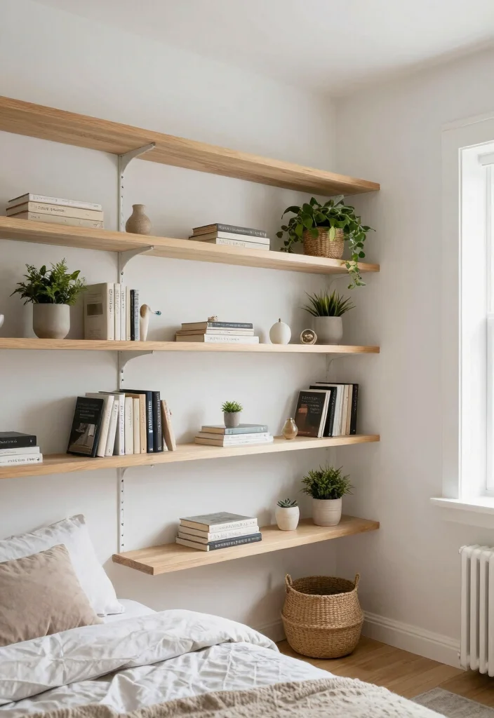 10 Small Bedroom Layout Ideas That Actually Feel Open 3. Open Shelving 0