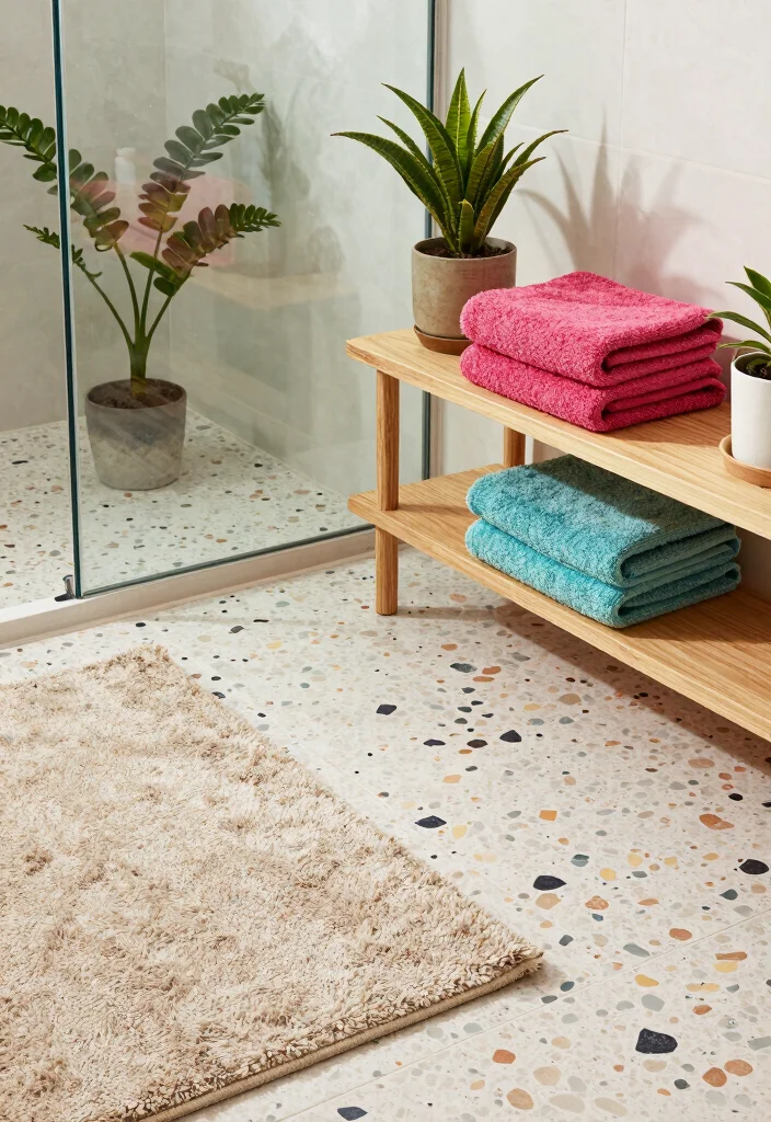 10 Terrazzo Tile Bathroom Ideas That Feel Playful and Modern 10. Mixing Textures with Terrazzo 0
