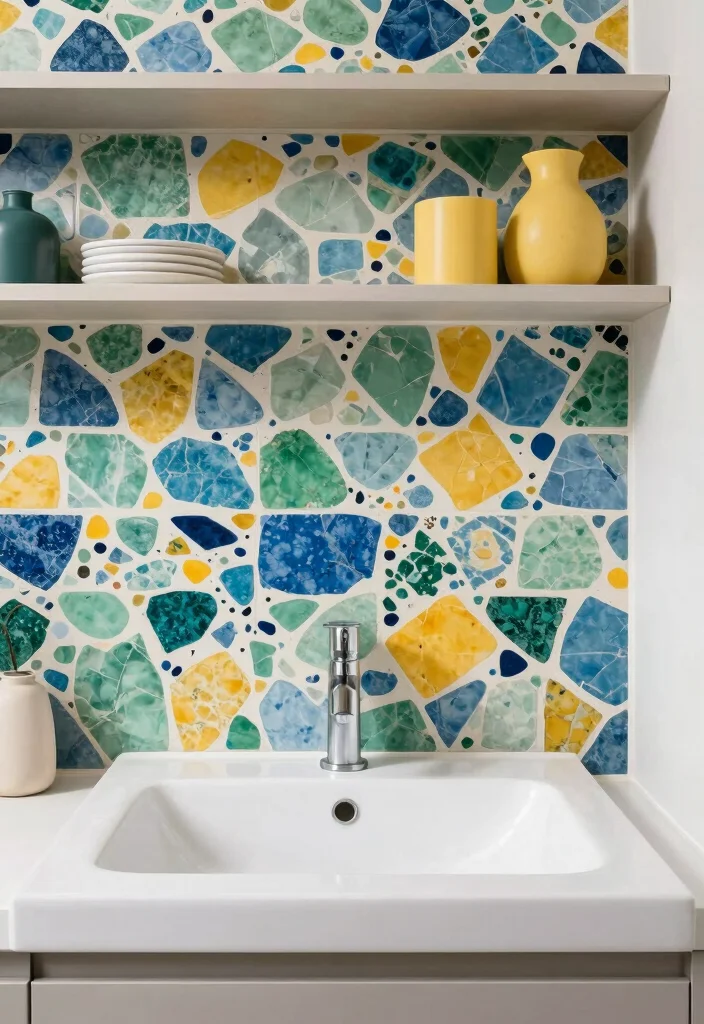10 Terrazzo Tile Bathroom Ideas That Feel Playful and Modern 5. Terrazzo Tile Backsplashes 0