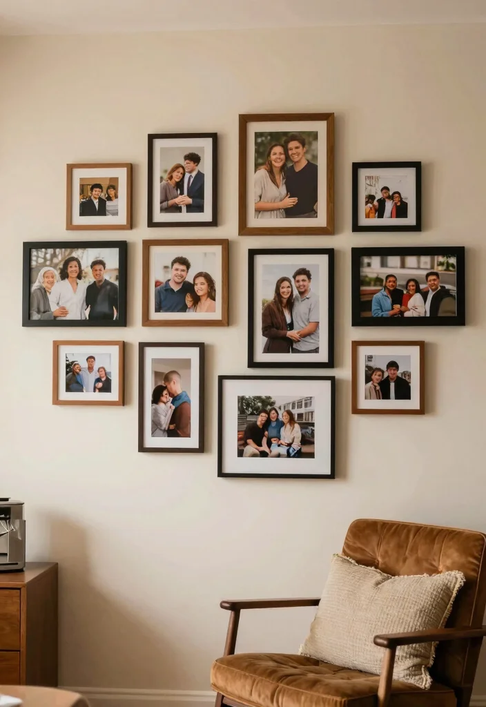 12 Apartment Living Room Ideas That Save Space 11. Curate a Personal Gallery with Photos 0