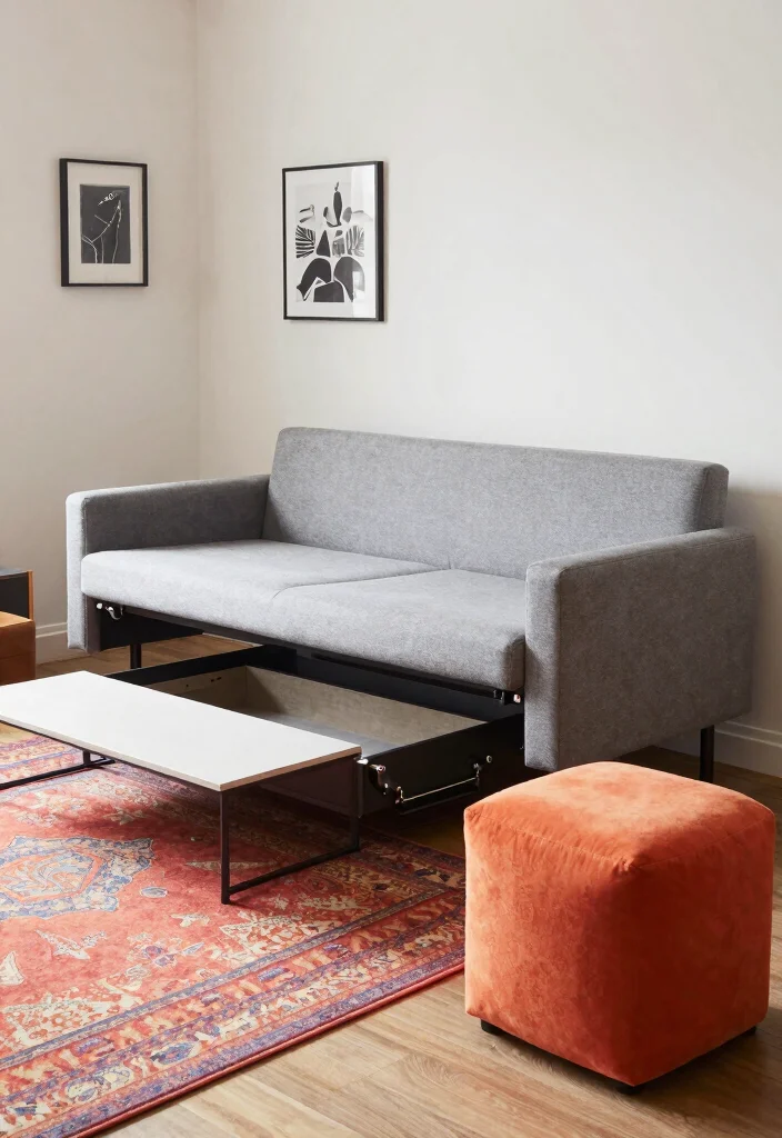 12 Apartment Living Room Ideas That Save Space 2. Multifunctional Furniture is Your Best Friend 0