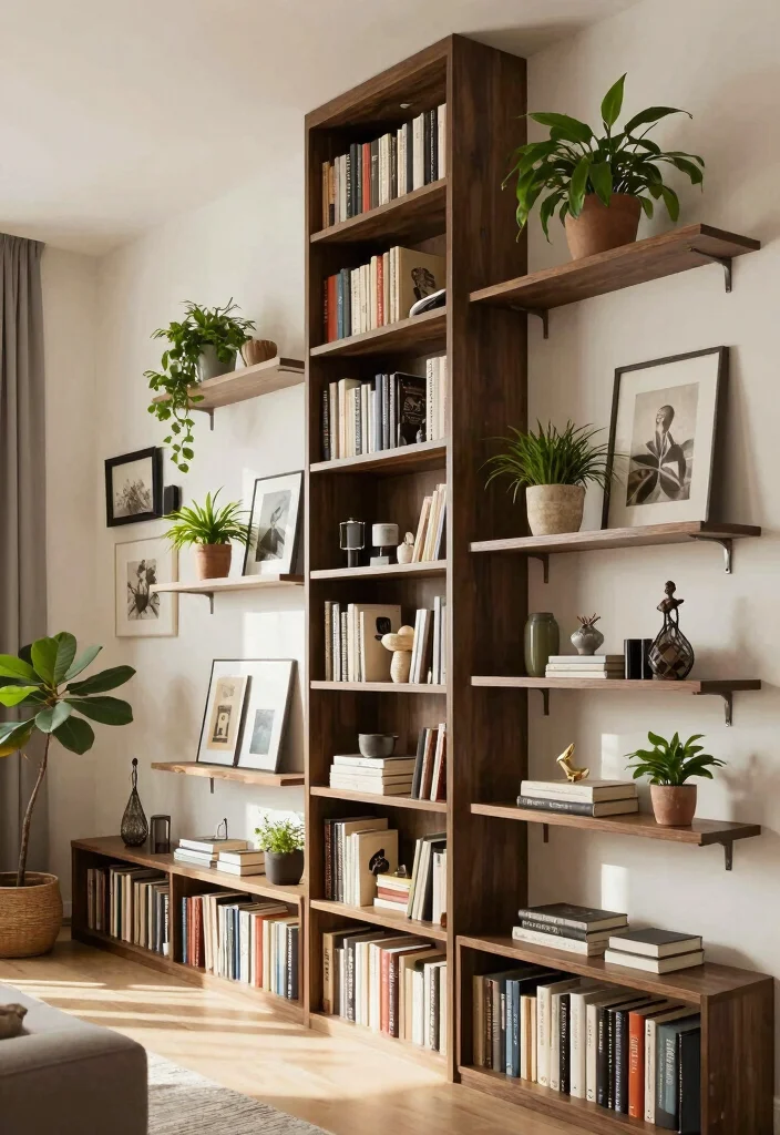 12 Apartment Living Room Ideas That Save Space 4. Opt for Vertical Storage Solutions 0