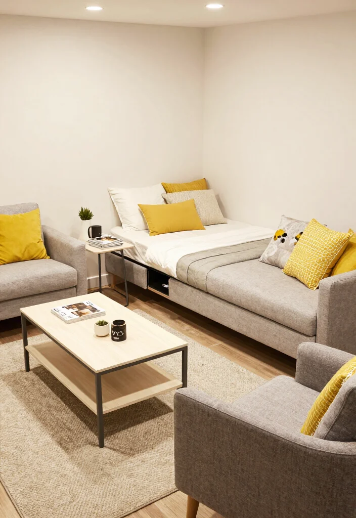 12 Basement Living Room Ideas That Feel Comfortable 2. Multifunctional Furniture 0