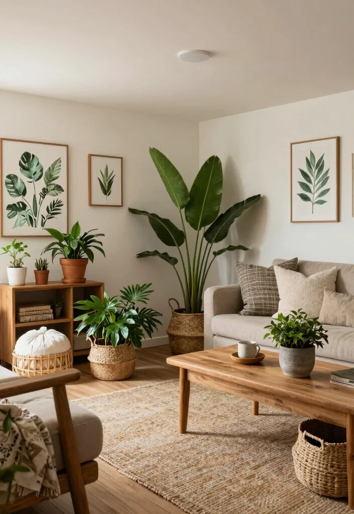 12 Basement Living Room Ideas That Feel Comfortable 6. Incorporate Natural Elements 0