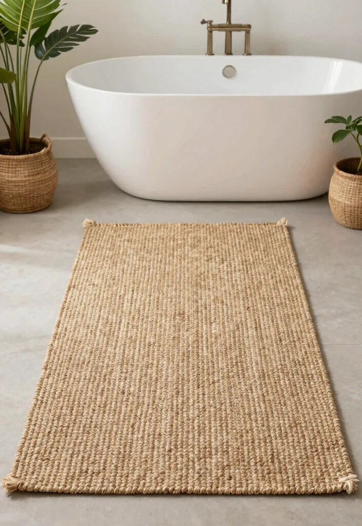 12 Bathroom Accessories Ideas That Make It Look Finished 11. Natural Fiber Rugs 0