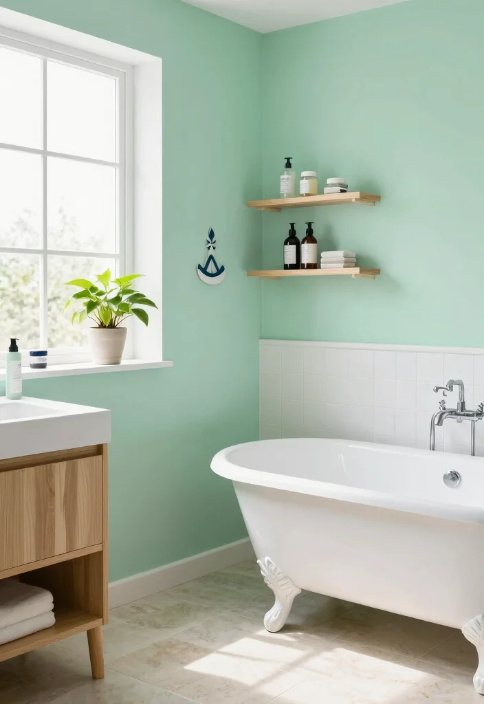 12 Bathroom Paint Ideas That Instantly Brighten the Room 1. Refreshing Seafoam Green 0