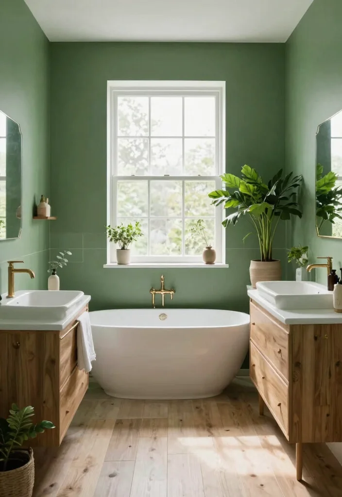 12 Bathroom Paint Ideas That Instantly Brighten the Room 11. Lush Forest Green 0