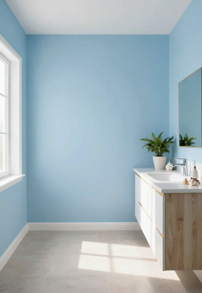 12 Bathroom Paint Ideas That Instantly Brighten the Room 7. Sky Blue 0