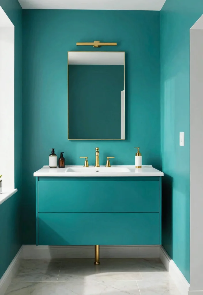 12 Bathroom Paint Ideas That Instantly Brighten the Room 8. Bold Teal 0