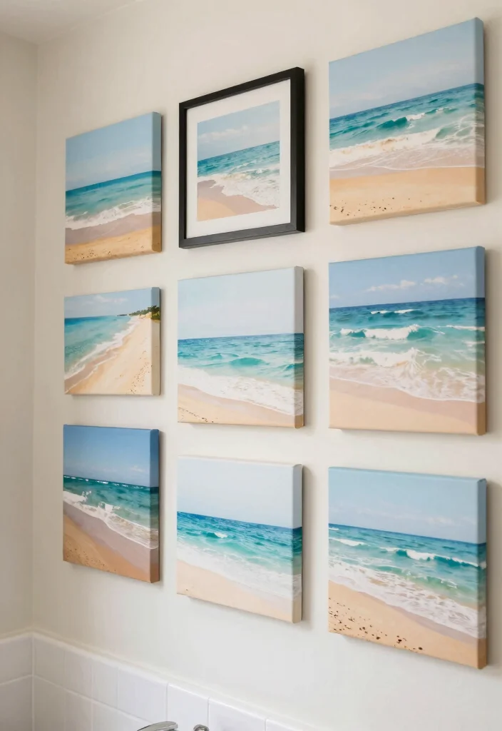 12 Beach Bathroom Ideas for a Fresh Coastal Mood 4 12 Beach Bathroom Ideas for a Fresh Coastal Mood 4. Beach Inspired Wall Art 0