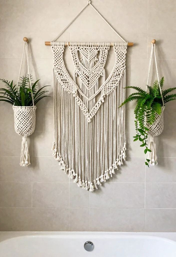 12 Beach Bathroom Ideas for a Fresh Coastal Mood 15 12 Beach Bathroom Ideas for a Fresh Coastal Mood 5. Macram Accents 0