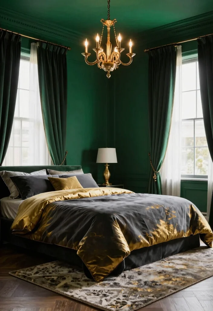 12 Bedroom Painting Ideas That Change the Mood Instantly 7. Rich Jewel Tones for Drama 0