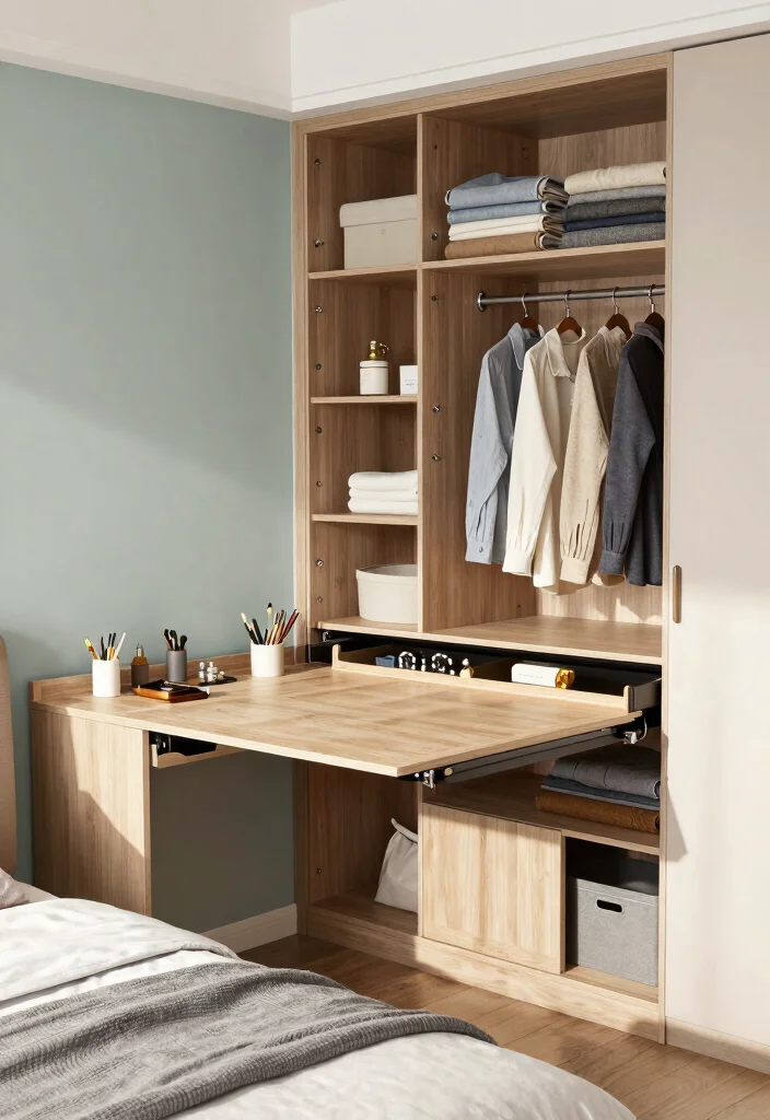 12 Bedroom Wardrobe Ideas That Hide Clutter Beautifully 4. Wardrobe with Integrated Desk 0