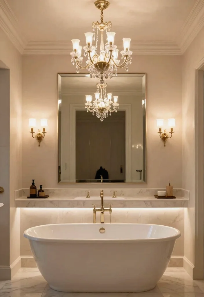 12 Big Bathroom Ideas That Feel Luxurious Not Empty 4. Statement Lighting 0