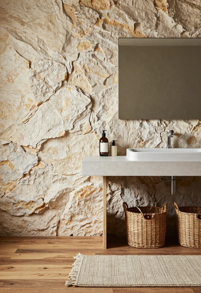 12 Big Bathroom Ideas That Feel Luxurious Not Empty 5. Textured Elements 0