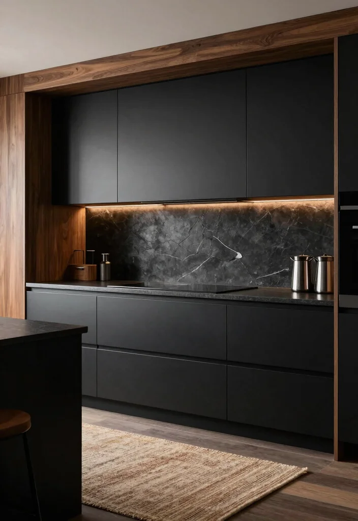 12 Black Kitchen Ideas That Look Bold and Sophisticated 13 12 Black Kitchen Ideas That Look Bold and Sophisticated 3. Textured Surfaces 0